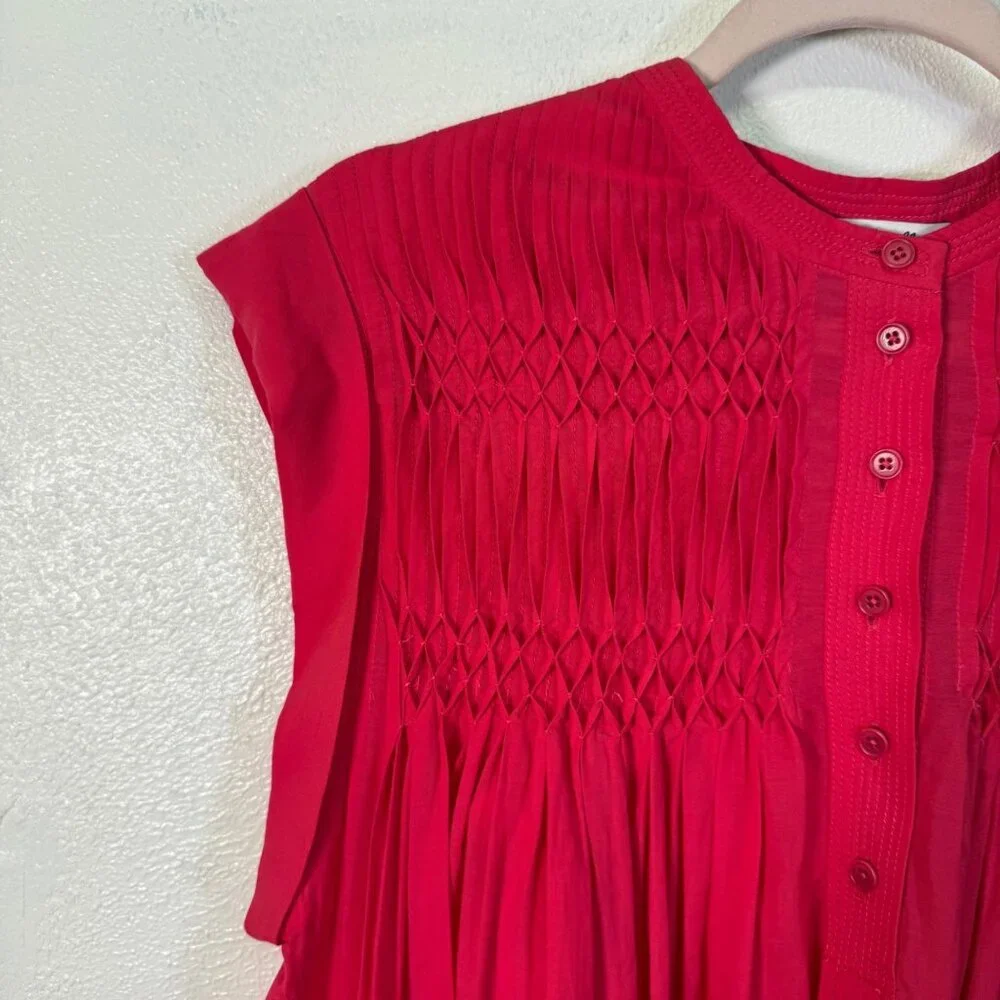 NWT Madewell Embroidered Donna Pleated Mini Dress Watermelon sz medium Pockets - Picture 13 of 16